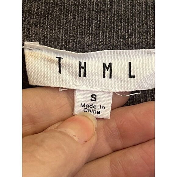 THML Anthropologie Sweater Womens Small Gray Ruffle Sleeve Boho Popover.    P - Picture 7 of 7